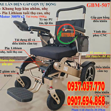 Xe lan dien khung nhom gap gon tu dong GBM 507 chi tiet