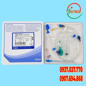 Bộ catheter tĩnh mạch trung tâm 2 nòng có kim Y dẫn đường