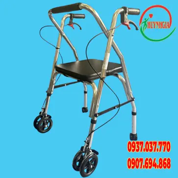 Khung tập đi có ghế ngồi bánh xe kép (có phanh tay)