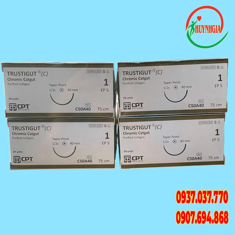 Chỉ tan chậm Trustigut chromic catgut 1/0